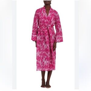 Papinelle Cherry Blossom Cotton & Silk Robe In Fuchsia